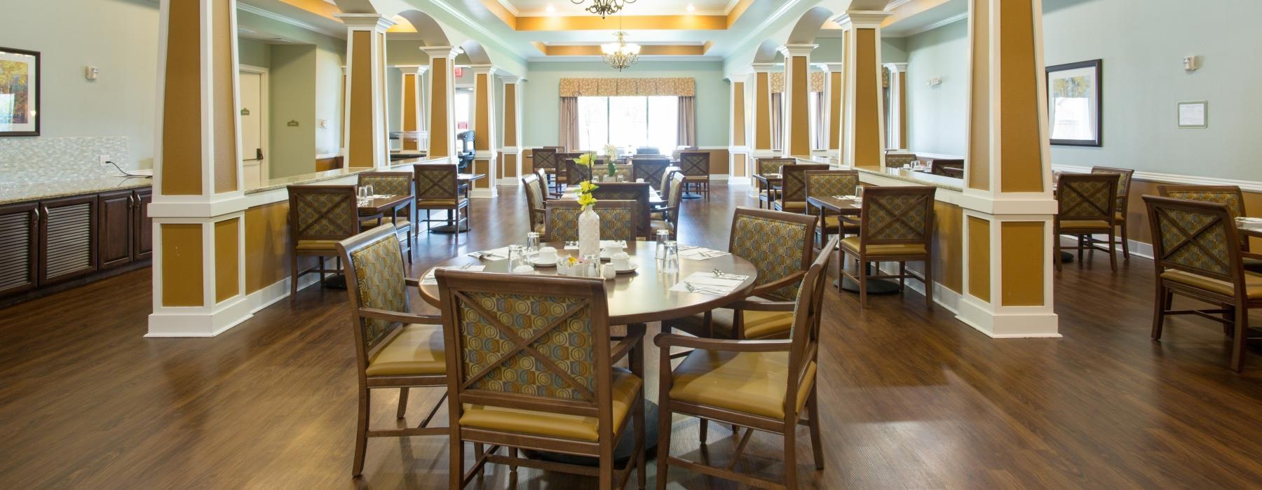 large dining hall with ample lighting throughout