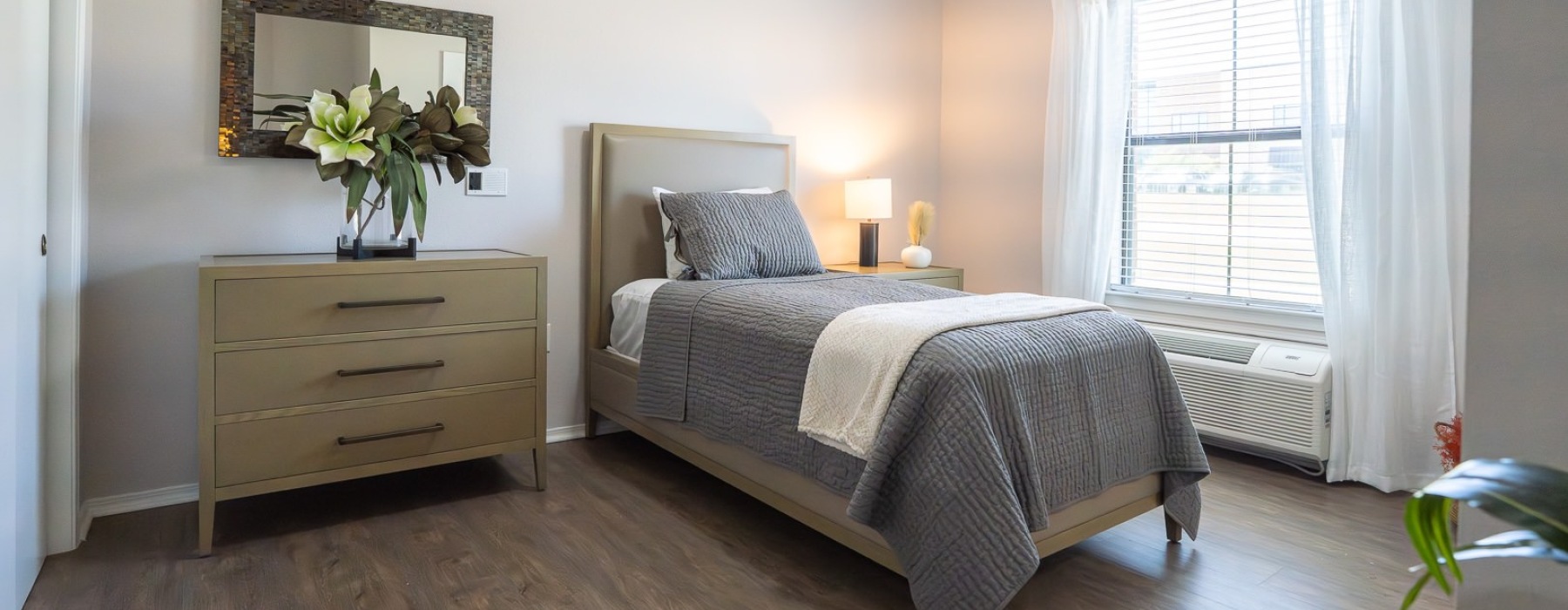 bedroom with large windows